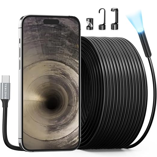 50ft Sewer Camera Teslong Usb C Drain Plumbing Snake Borescope Inspection Camera With 8 Le