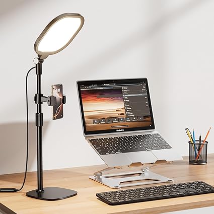 Desktop Video Conference Lights For Zoom Meetings Computer Desk Ring Light With Stand Phon