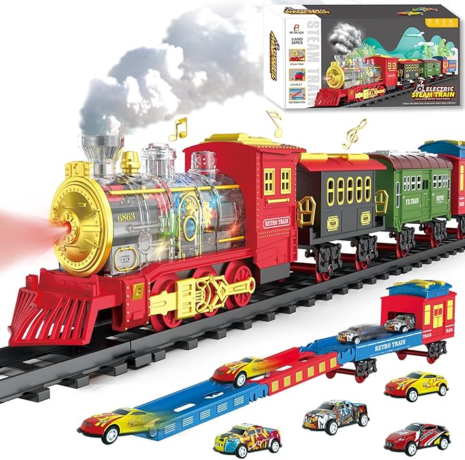 Electric Train Set Christmas Train Toys For Boys With Smokes Lights And Sound On Off Recha