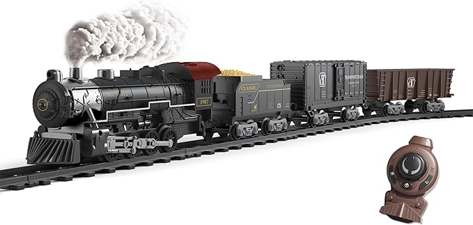 Electric Train Set Toy With Remote Control Smoke And Sound Steam Train For Christmas Trees
