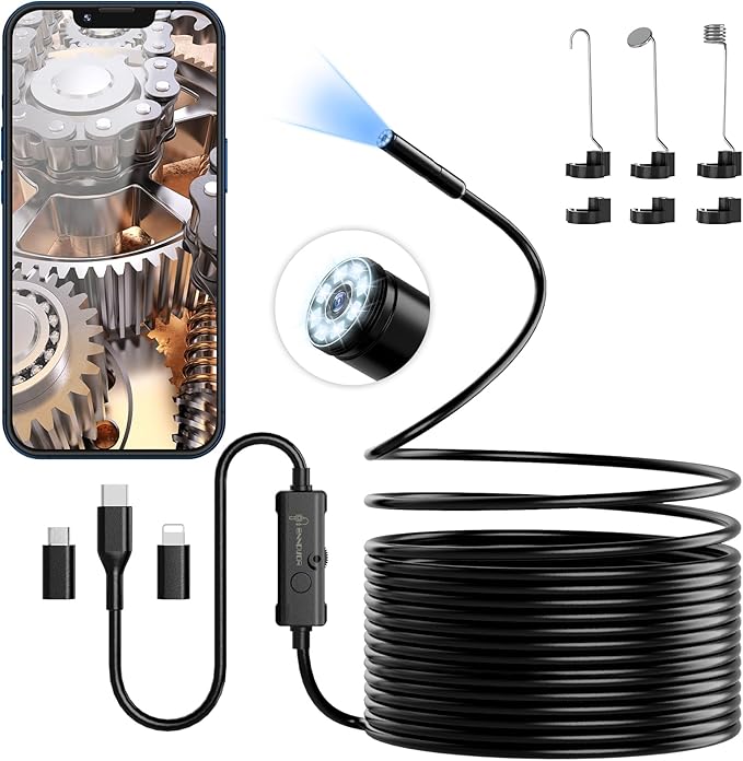 Endoscope Camera With Light Ennovor 1920p Hd Endoscope Inspection With 8 Adjustable Led Li