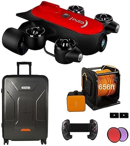 Geneinno 200m Tether Titan Professional Underwater Drone Rov Auv Robot With 4k Uhd Camera 