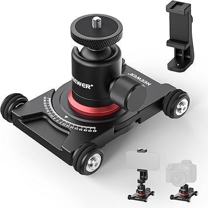 Neewer Camera Slider Dolly With Ball Head Phone Clamp 4 Wheeled Tabletop Dolly Manual Skat