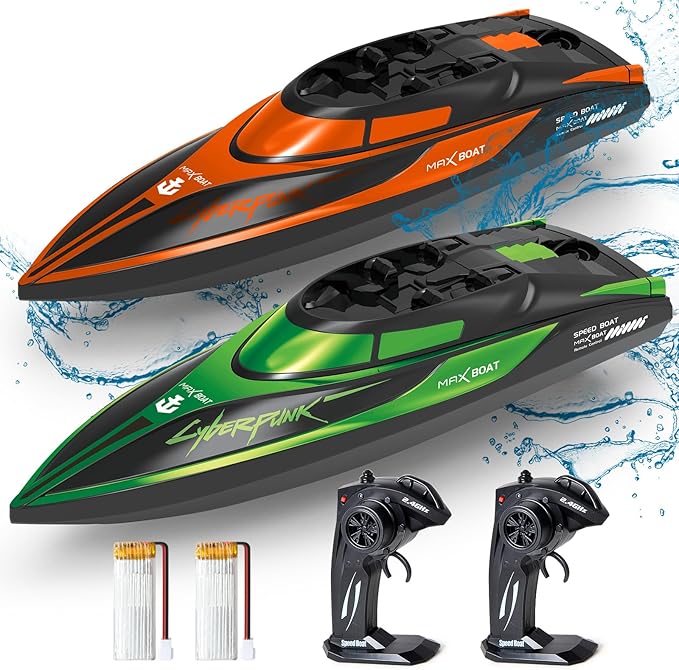 Rc Boat For Kids 2 Pack Remote Control Boats Toys Waterproof With Rechargable Battery Boat