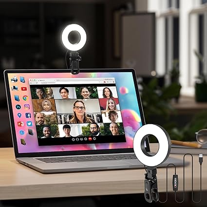 Ring Light 3 Color 5 Brightness Timer Usb Plug Video Conference Lighting Clip On Monitor L