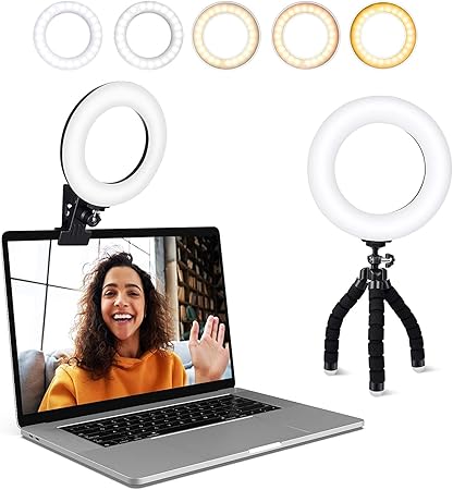Ring Light Video Conference Lighting Kit 3200k 6500k Dimmable Led Ring Light Clip On Lapto